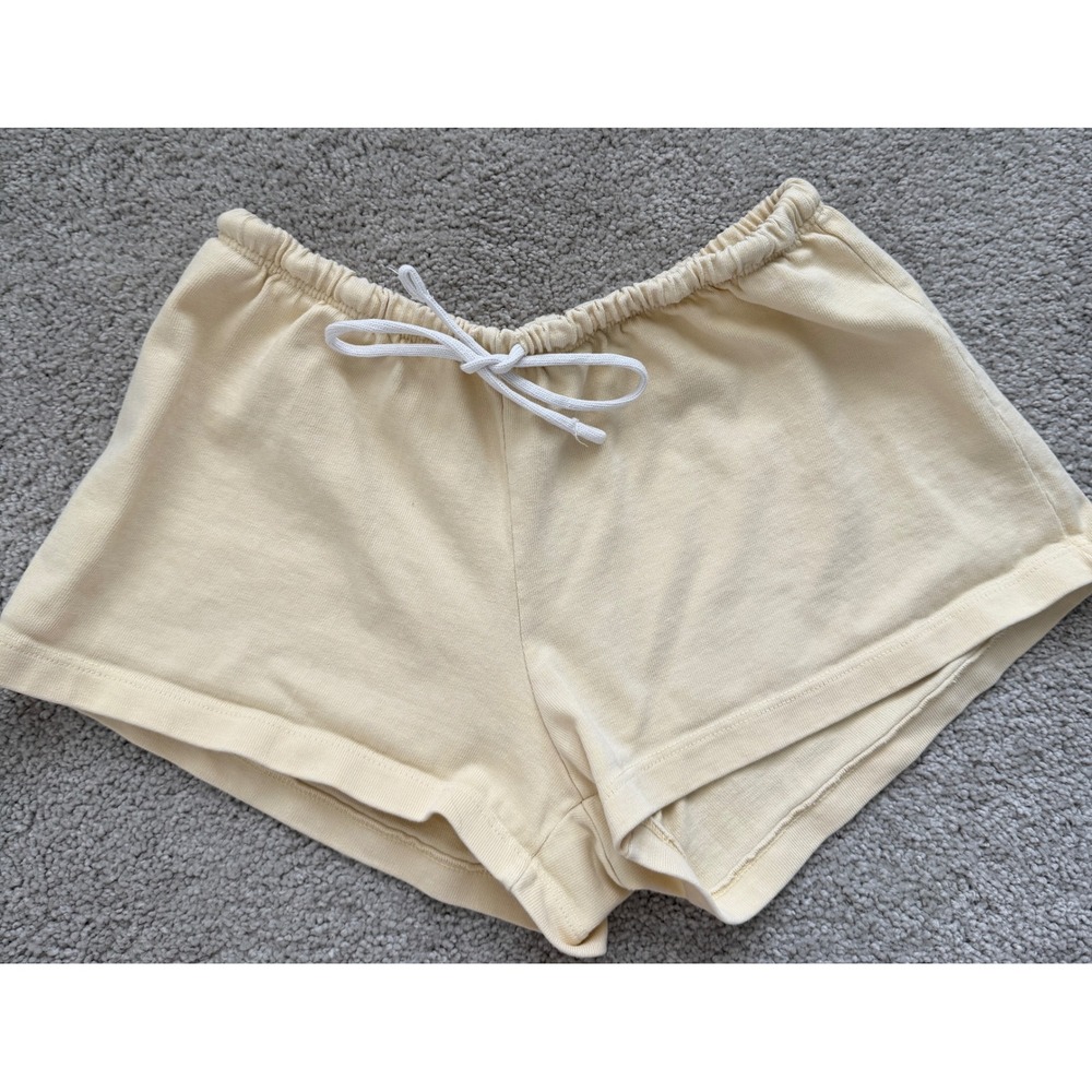 Brandy Melville Rosa Sweat Shorts Butter Yellow Elastic Waist Drawstring OS